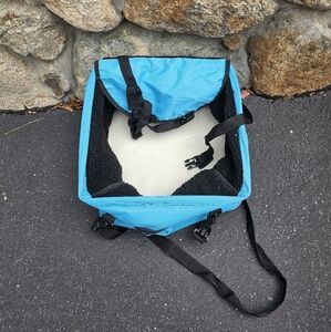Blue Pet Carrier with Black Straps